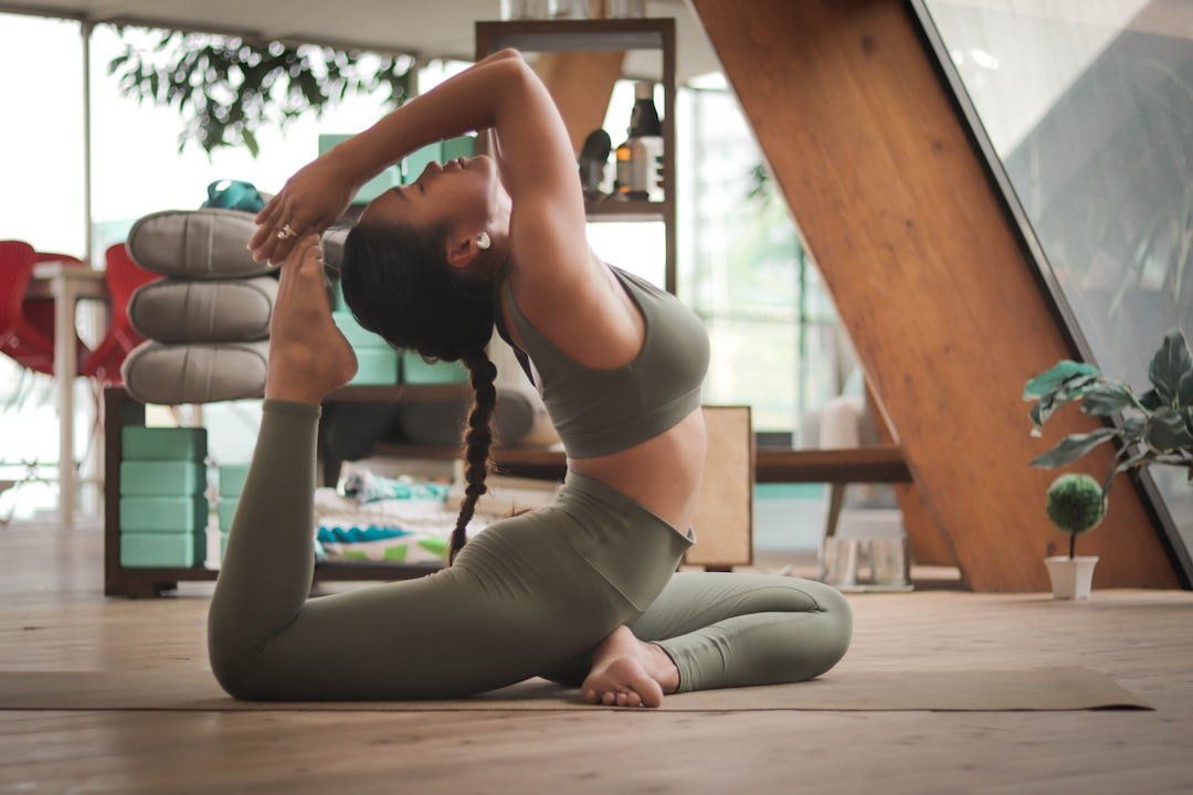 A woman in a yoga pose.