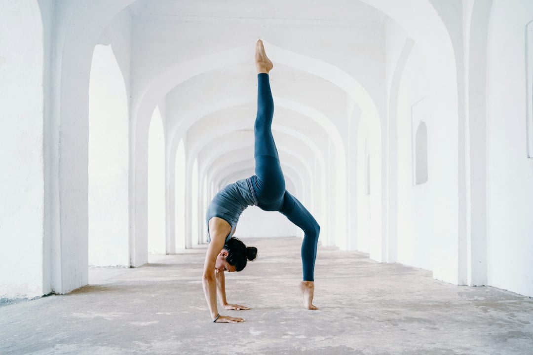 A woman doing a yoga pose.