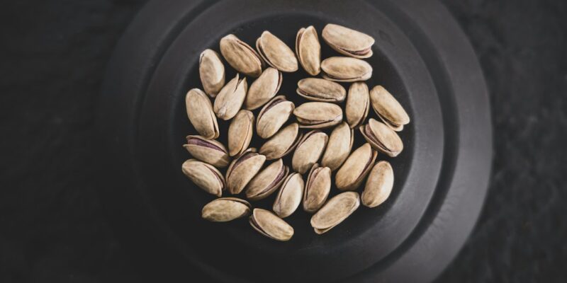 A bowl of pistachios.