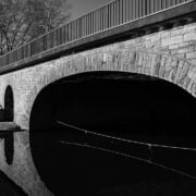 A bridge over water with a bridge and a bridge.