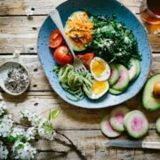 A plate of food on a table.