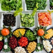 A table with different types of vegetables.