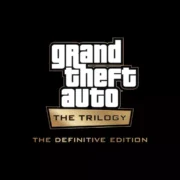 Logo of "grand theft auto: the trilogy – the definitive edition" on a black background.