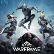 Armored warriors in action in the sci-fi game Warframe Mobile.