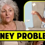 An elderly woman and a man tossing money are shown with the text "Money Problems.