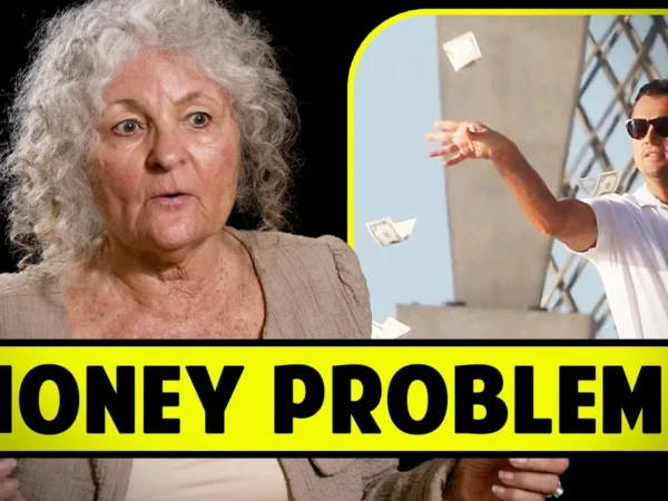 An elderly woman and a man tossing money are shown with the text "Money Problems.